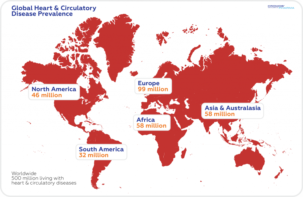 Global Heart & Circulatory Disease Prevalence, map of Cardiovascular Diseases prevalence in the world 